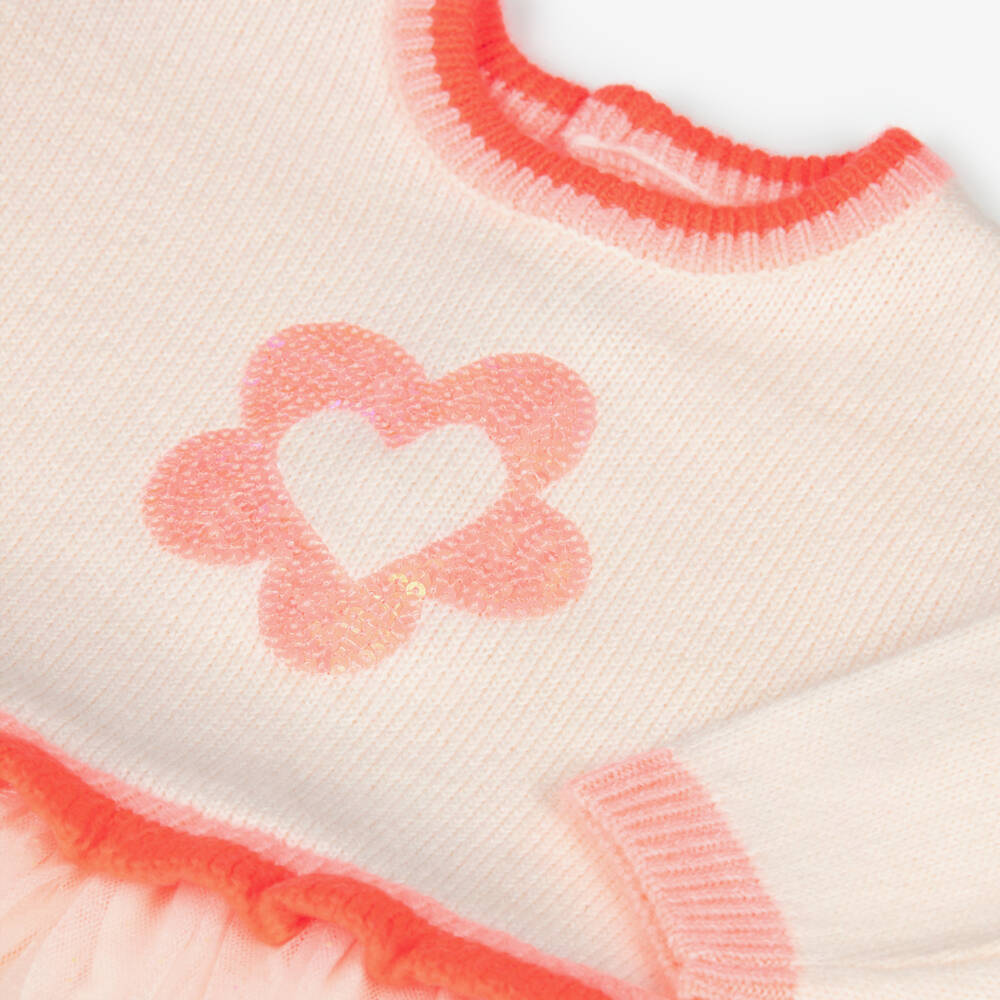 Billieblush-Pink Knitted Heart Sequin Tulle Dress | Childrensalon Outlet
