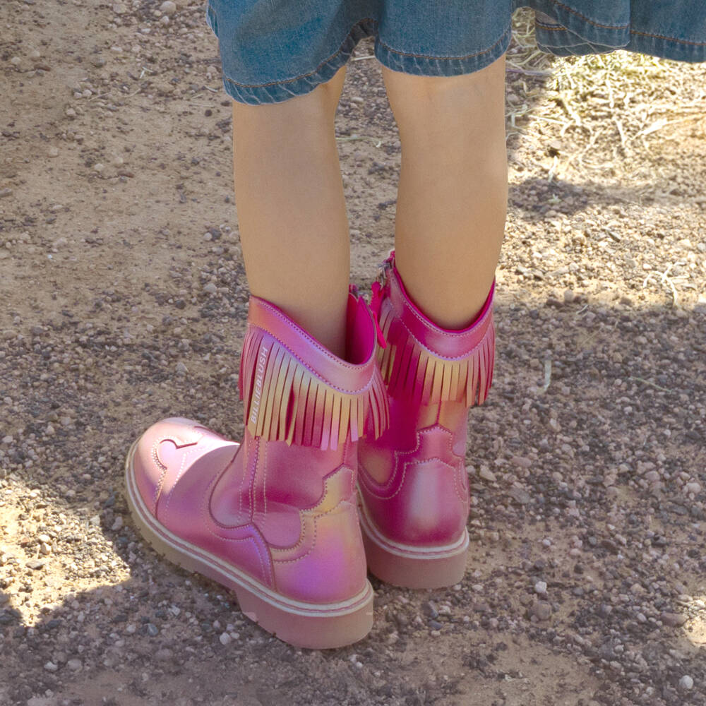 Billieblush-Pink Mettallic Fringes Boots | Childrensalon Outlet
