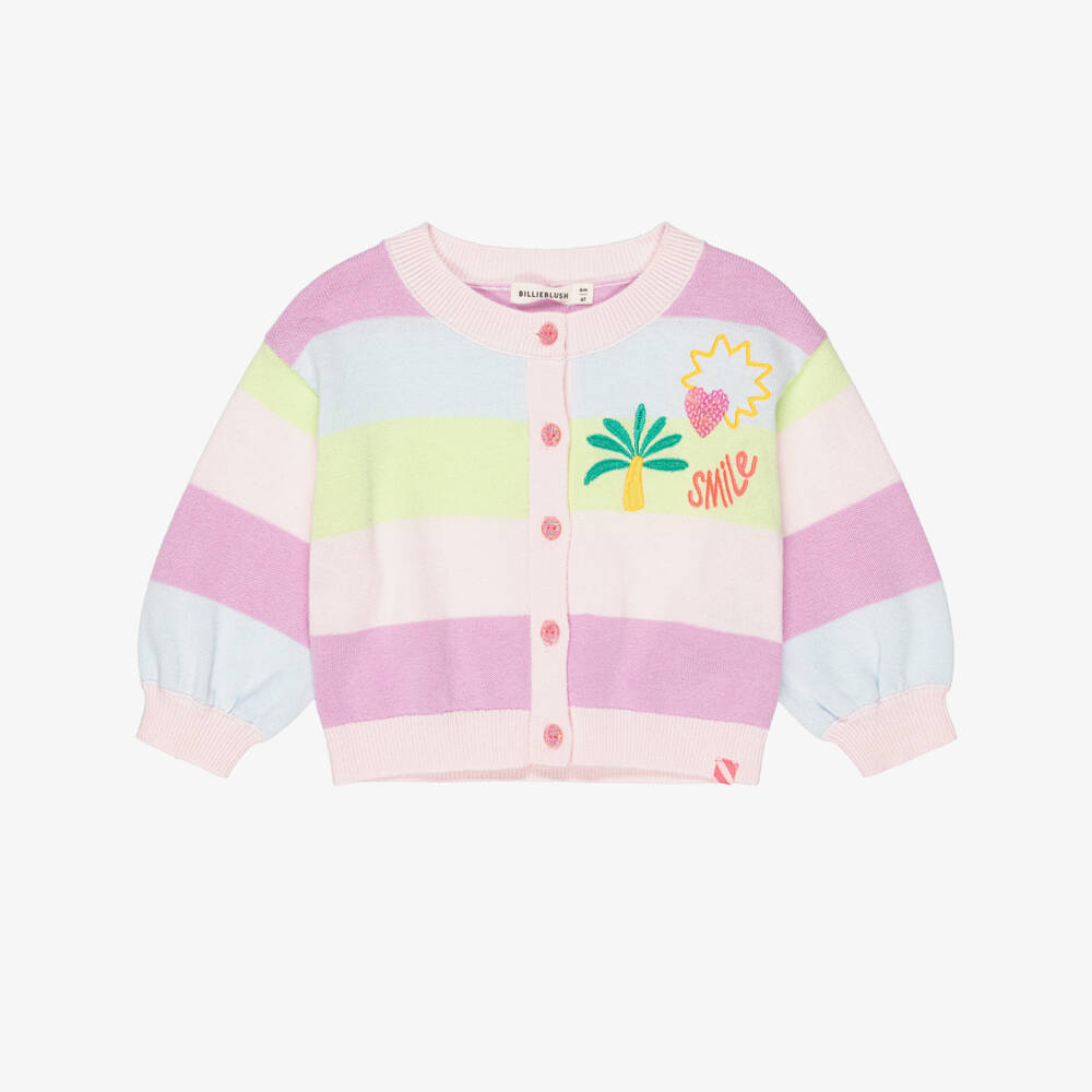 Billieblush-Pink Multi Stripe Cardigan | Childrensalon Outlet