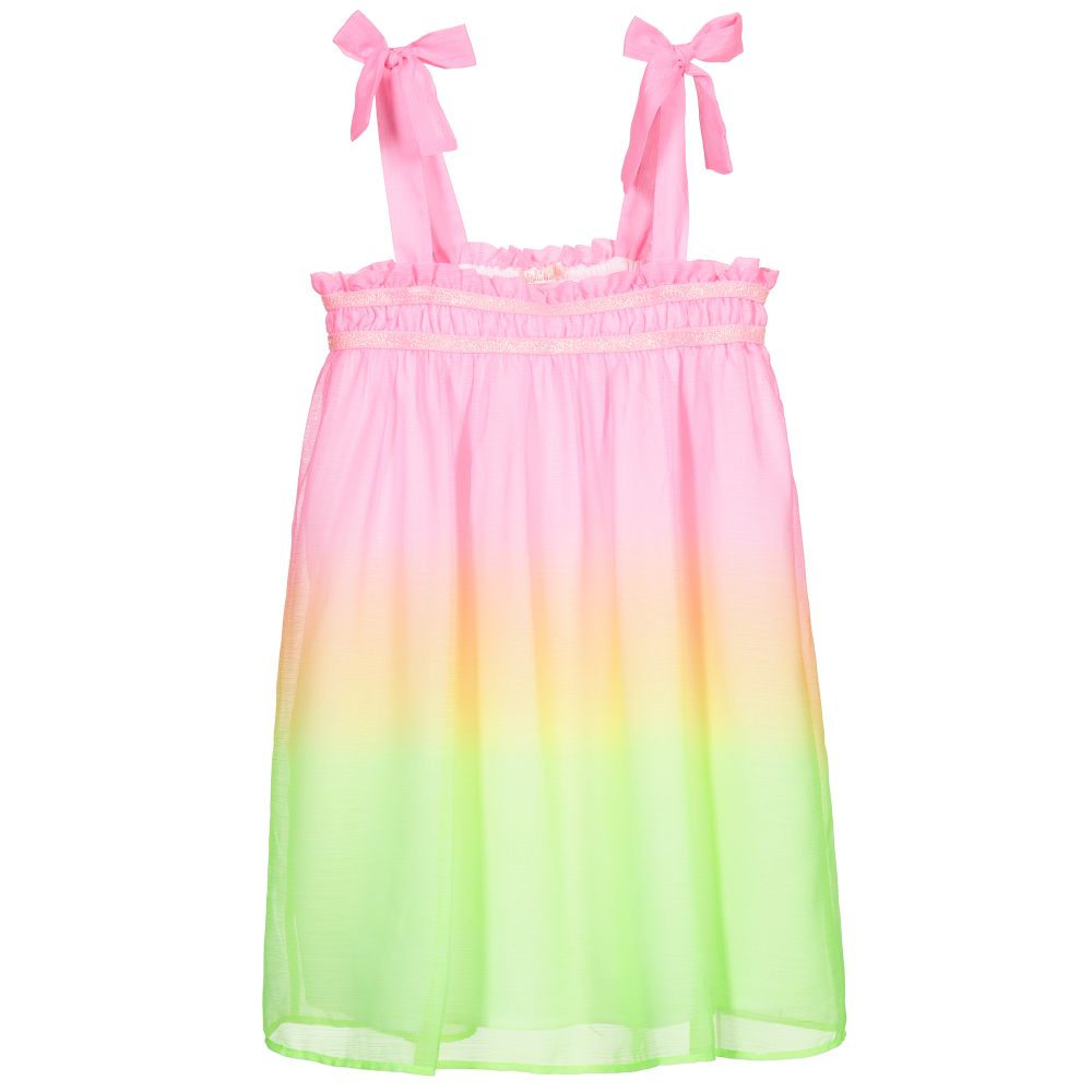 Billieblush Robe rose fluo en mousseline Childrensalon Outlet