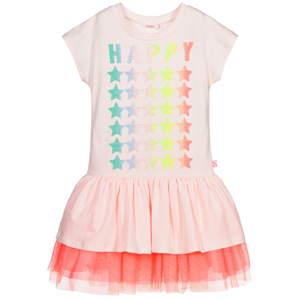 Billieblush - Robe étoilée fluo et rose en jersey | Childrensalon