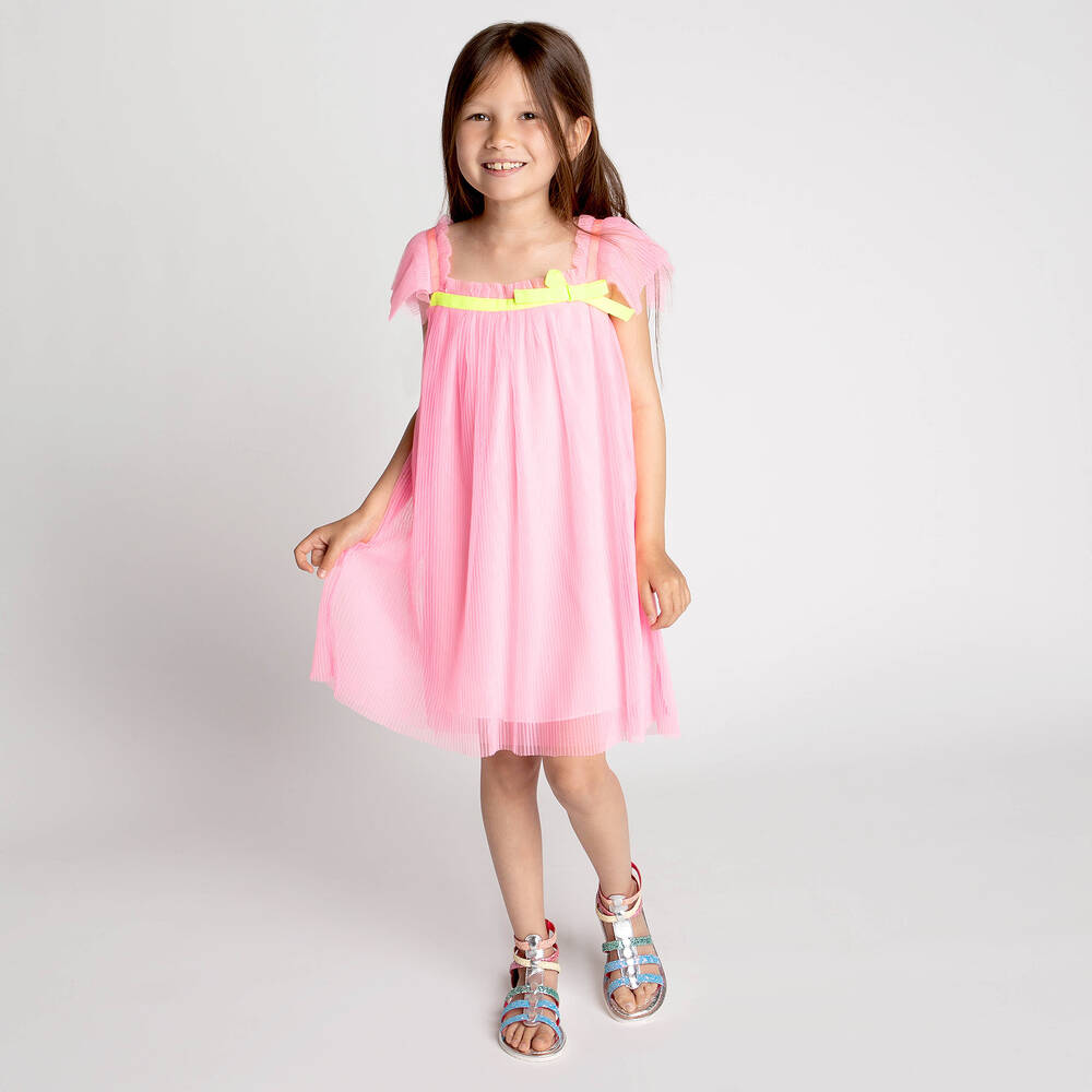 Billieblush-Pink Pleated Mesh Dress | Childrensalon Outlet