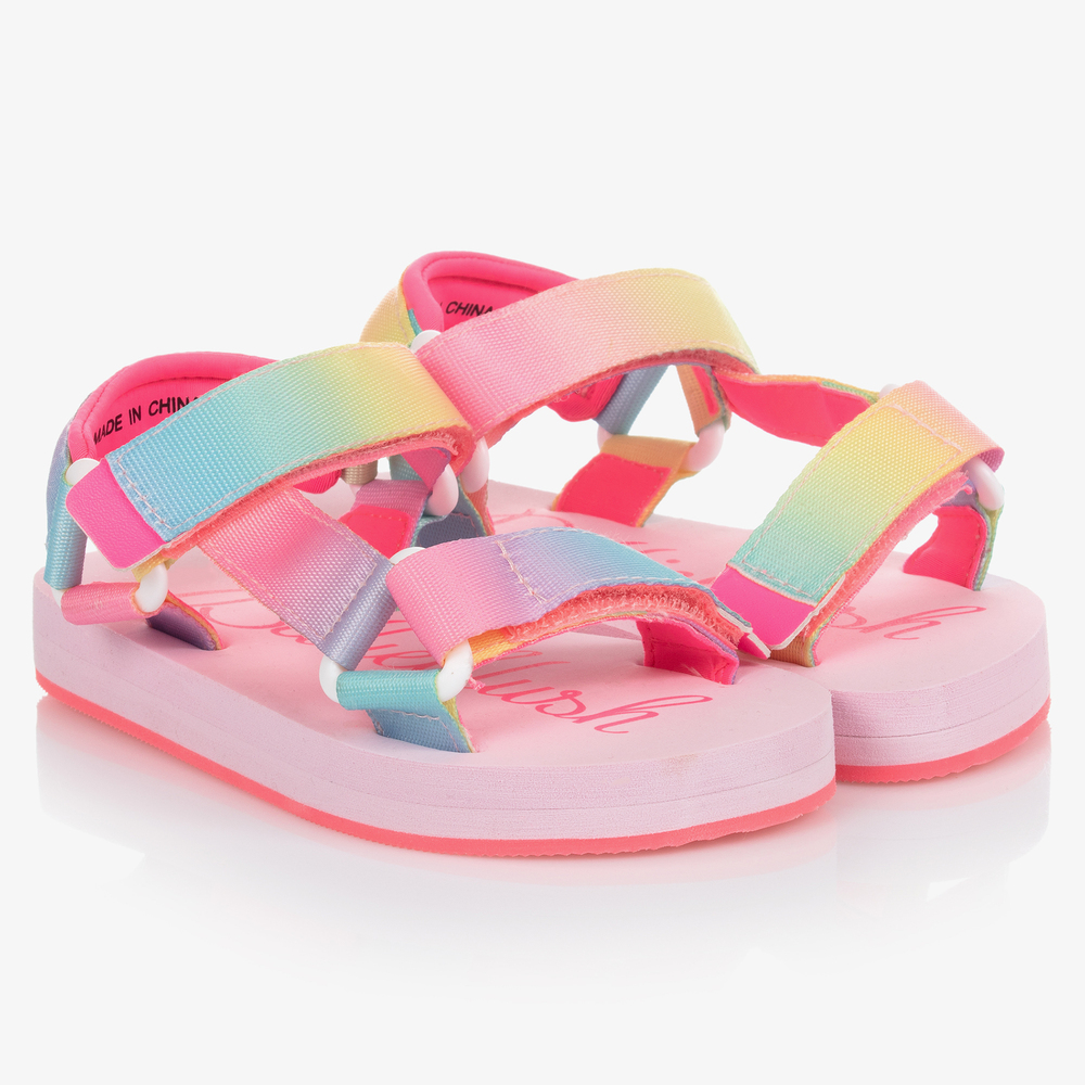 Billieblush - Pink Rainbow Logo Sandals | Childrensalon