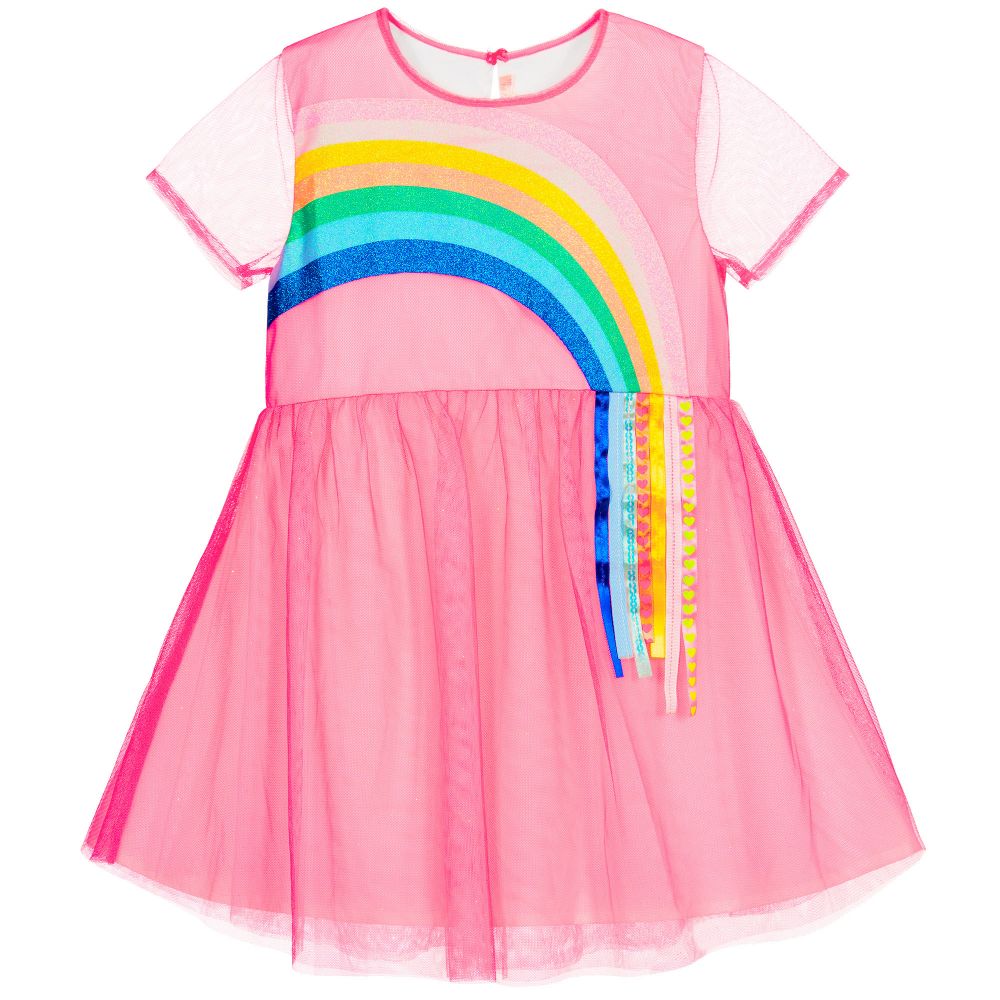 Billieblush Robe rose en resille Arc en ciel Childrensalon Outlet