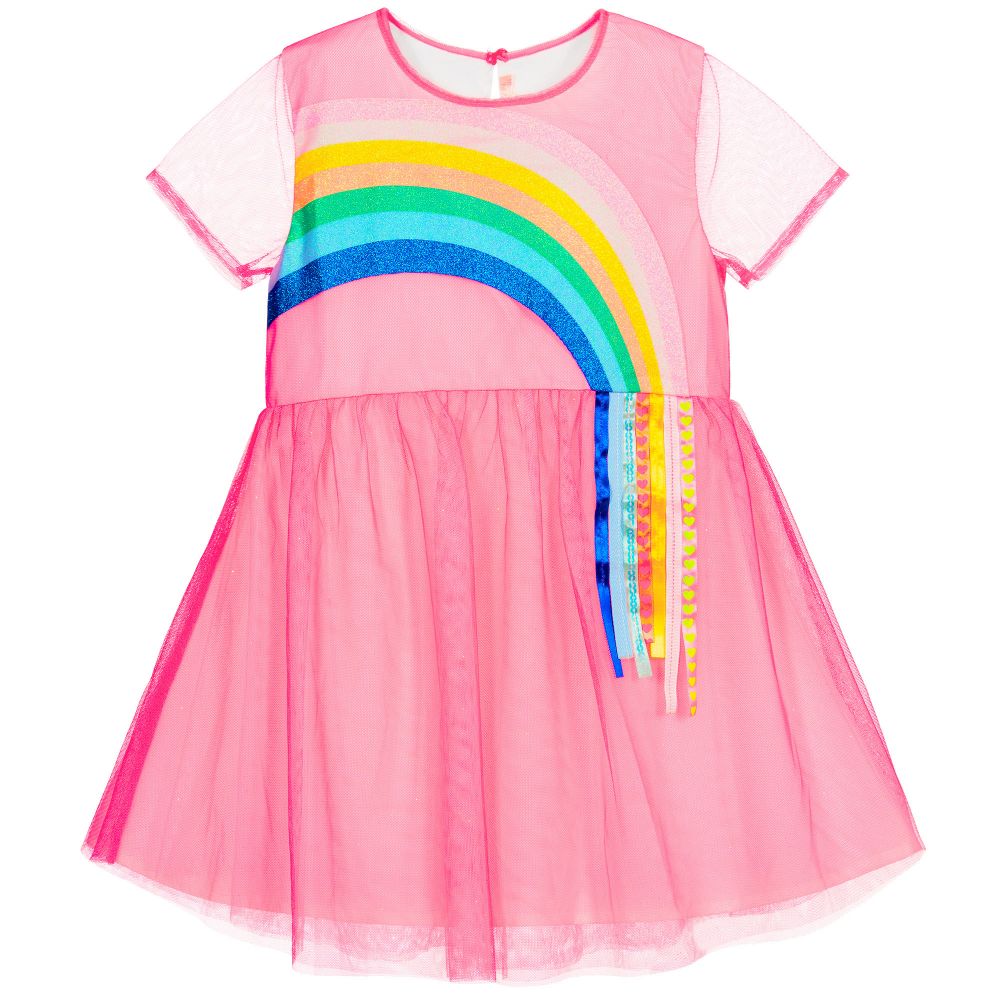 Billieblush - Robe rose en résille Arc-en-ciel | Childrensalon