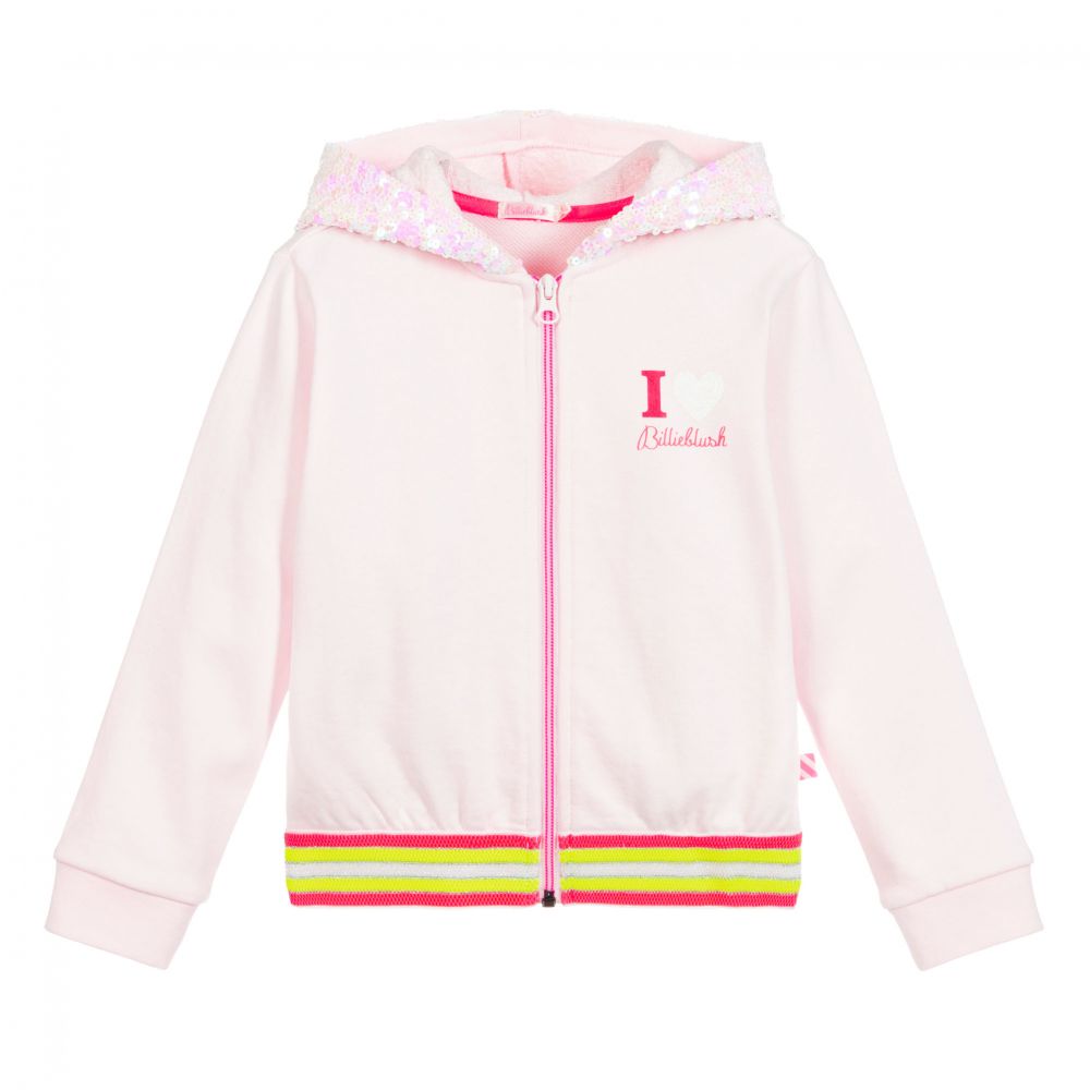 Billieblush - Pink Sequin Hooded Zip-Up Top | Childrensalon