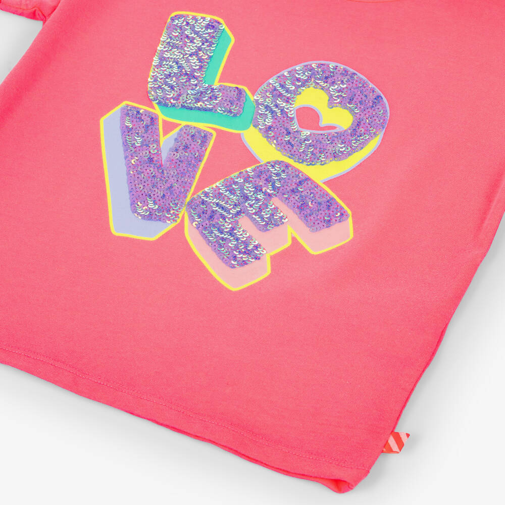 Billieblush-Pink Sequin Logo Ss Tee | Childrensalon Outlet