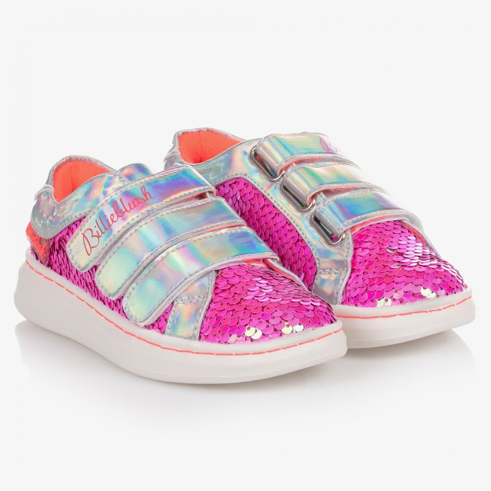 Billieblush - Pink Sequin Logo Trainers | Childrensalon