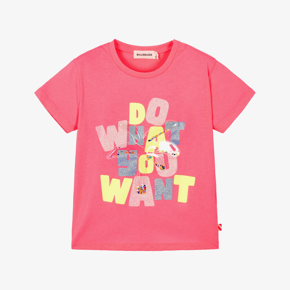 Billieblush-Розовая футболка с надписью для девочек | Childrensalon Outlet