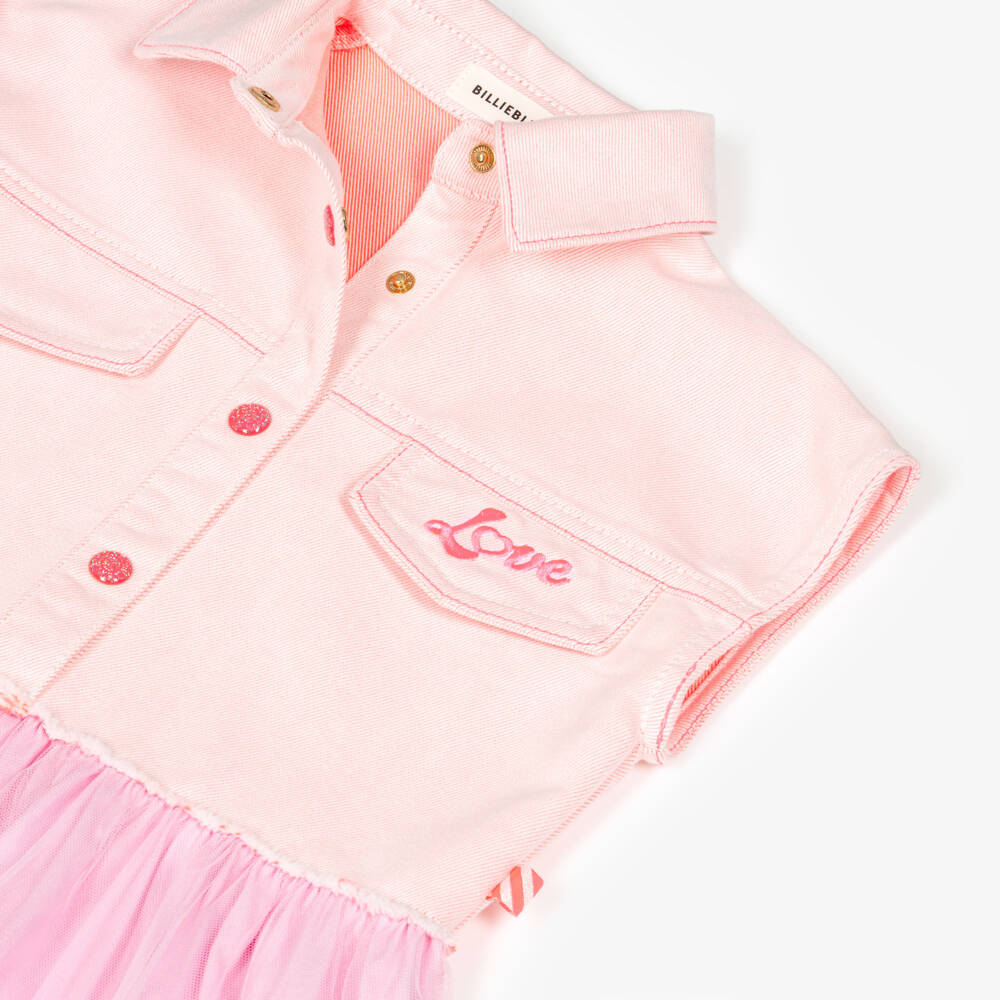 Billieblush-Pink Tulle & Denim Dress for Girls | Childrensalon Outlet