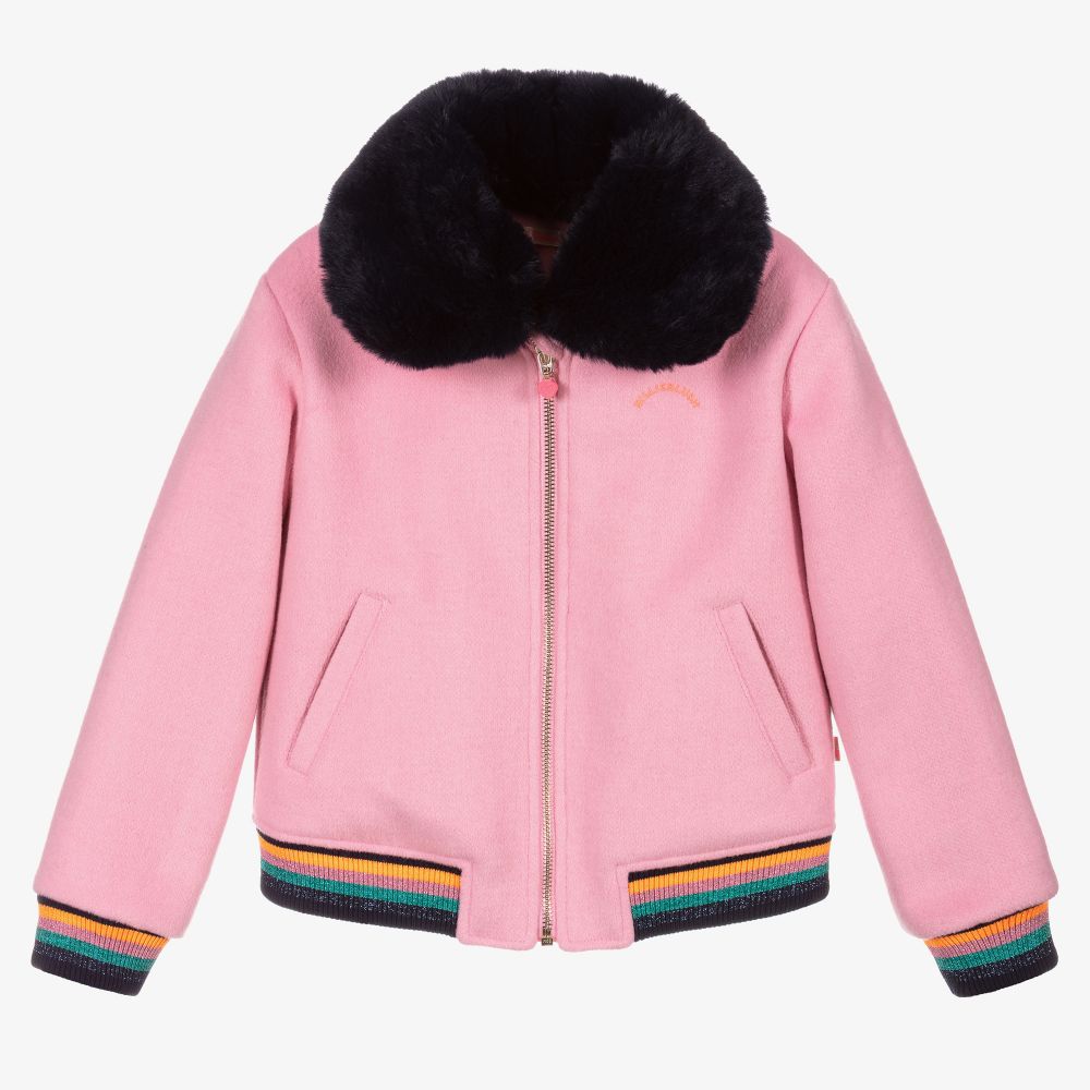 Billieblush - Pink Wool Bomber Jacket | Childrensalon