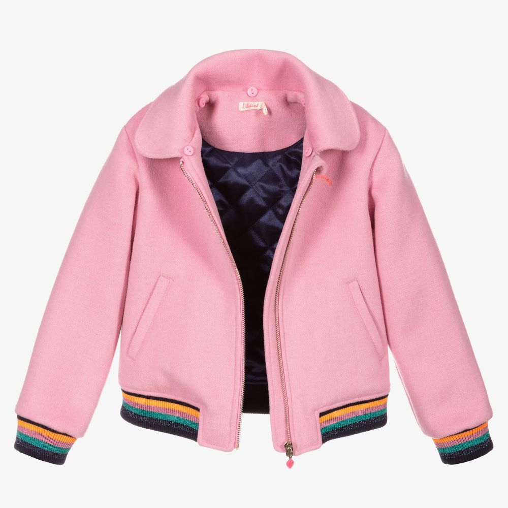 Billieblush - Pink Wool Bomber Jacket | Childrensalon Outlet