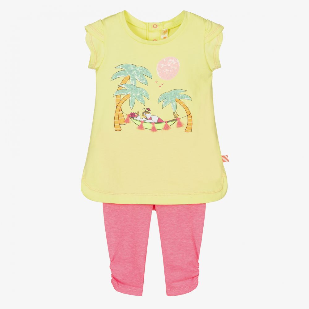 Billieblush - Желтая футболка и розовые легинсы | Childrensalon