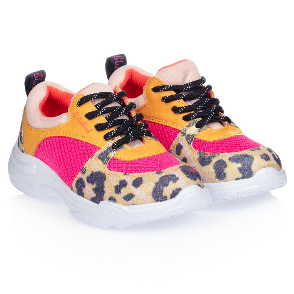 Billieblush - Розово-желтые кроссовки с леопардовым принтом | Childrensalon