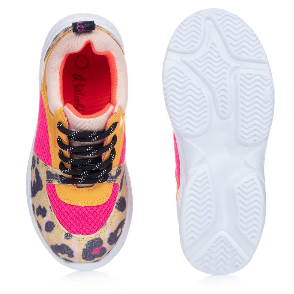 Billieblush Pink Yellow Leopard Print Trainers Childrensalon Outlet