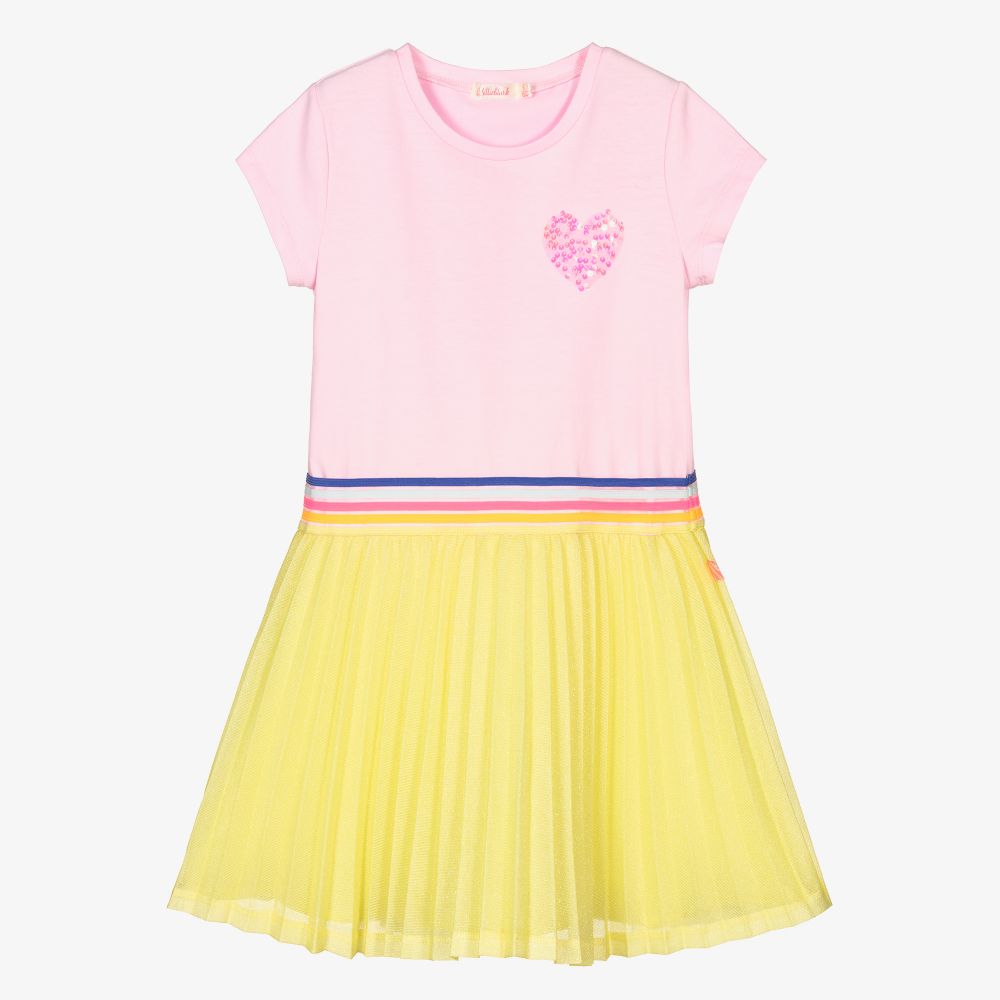 Billieblush - Kleid mit Faltenrock in Rosa und Gelb | Childrensalon