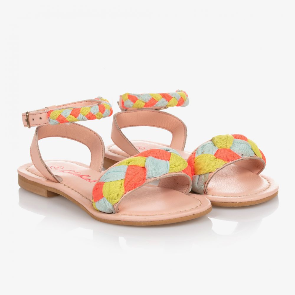 Billieblush - Ledersandalen mit geflochtenem Tüll | Childrensalon