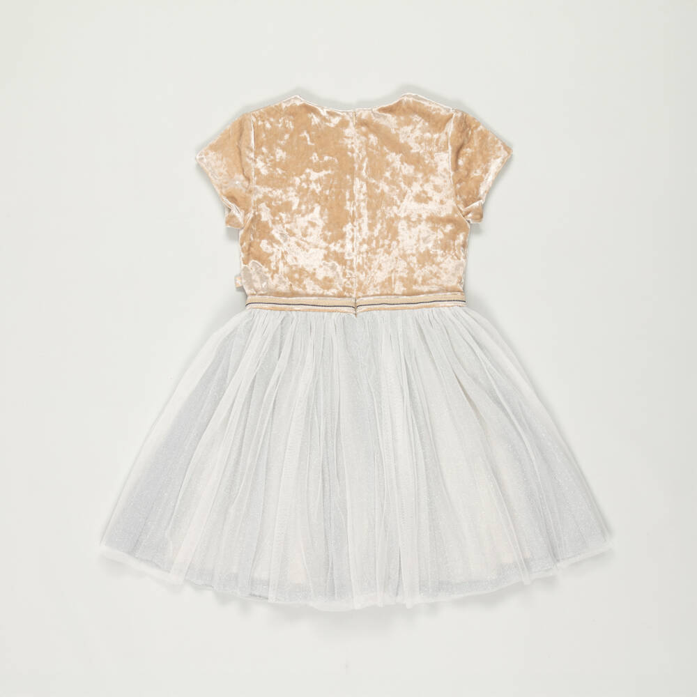 Billieblush-Preloved Girls Beige & Glittery Silver Dress (8 years) | Childrensalon Outlet