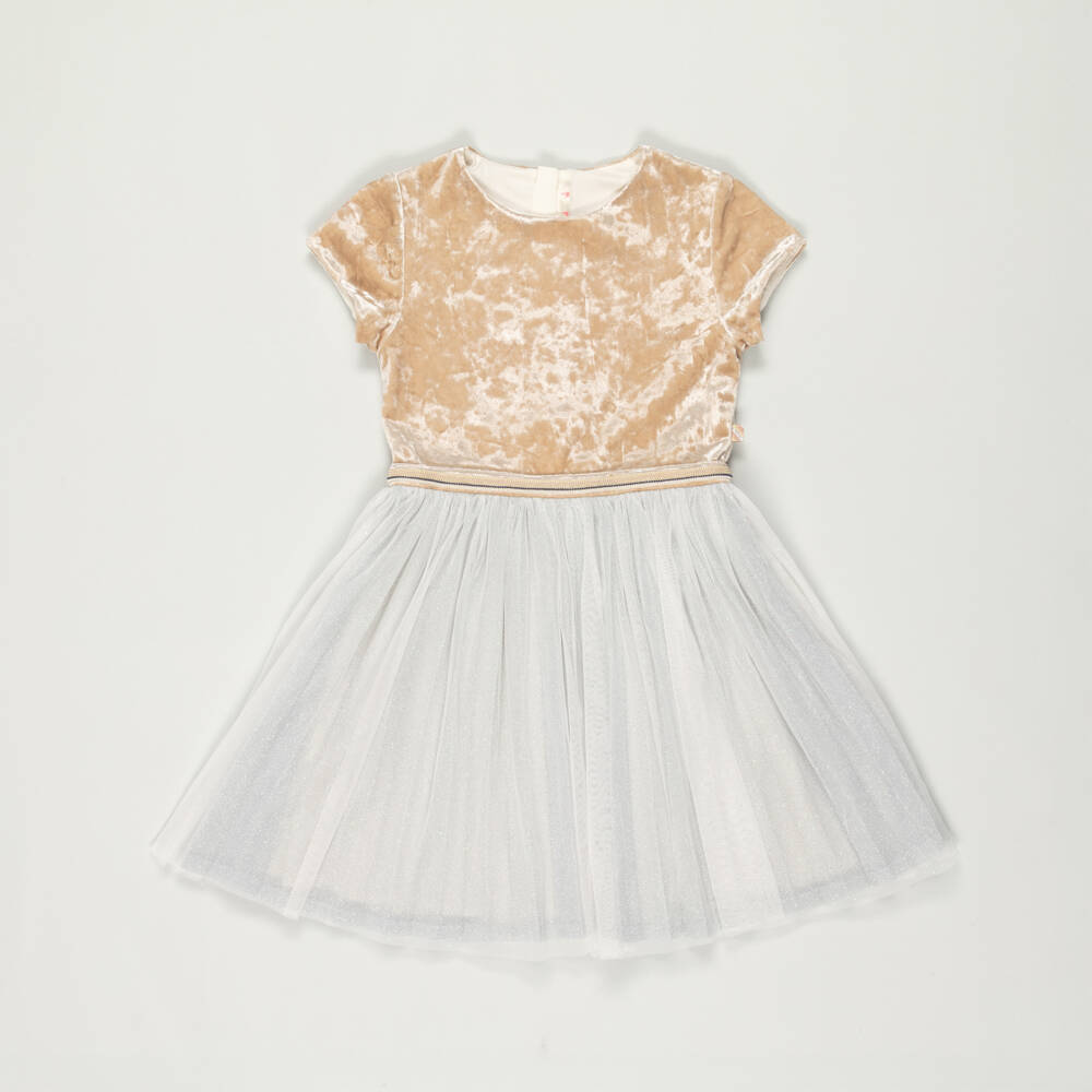 Billieblush-Preloved Girls Beige & Glittery Silver Dress (8 years) | Childrensalon Outlet