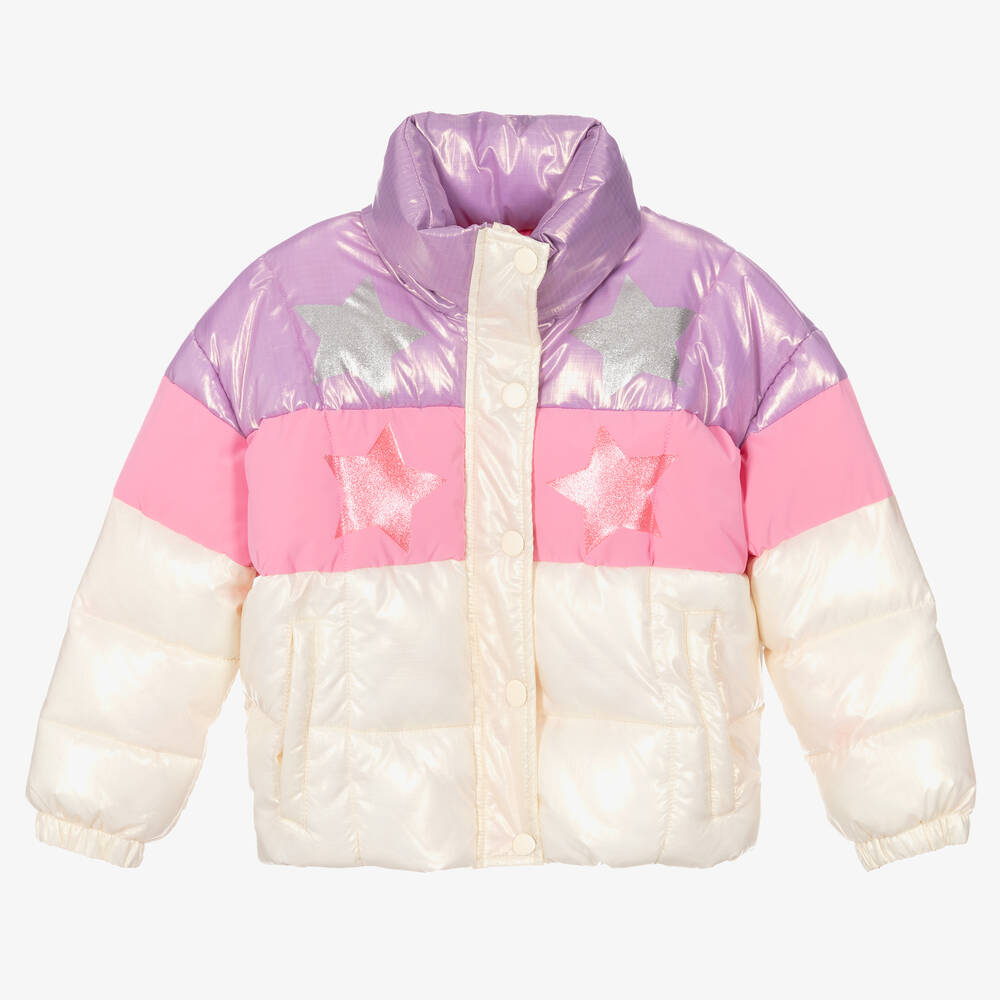 Billieblush-Purple & Ivory Puffer Coat | Childrensalon Outlet