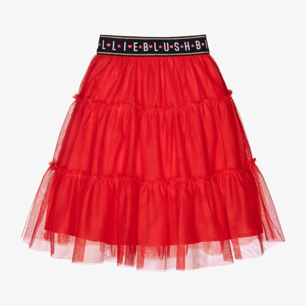 Billieblush - Red Tulle Logo Skirt | Childrensalon