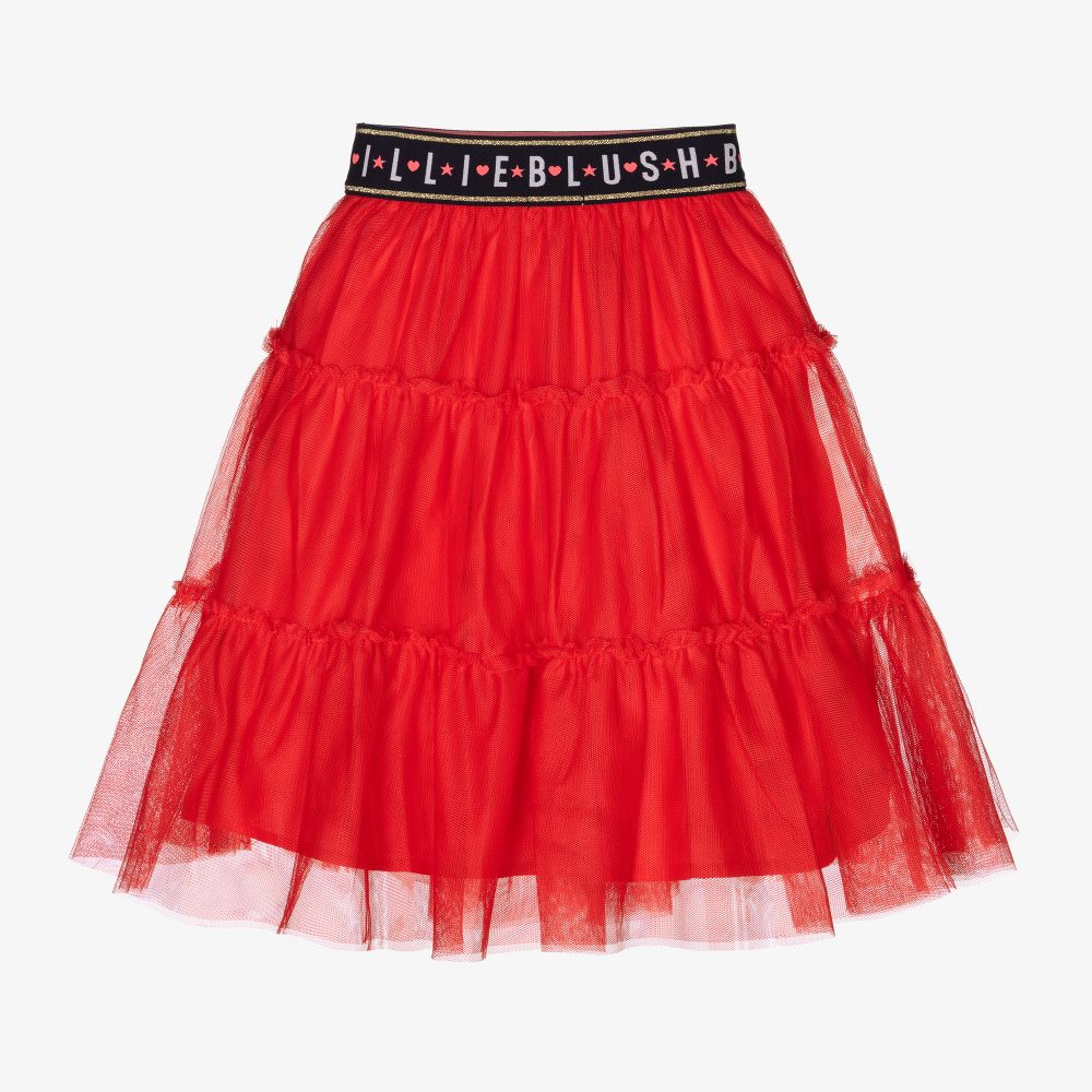 Billieblush-Red Tulle Logo Skirt | Childrensalon Outlet
