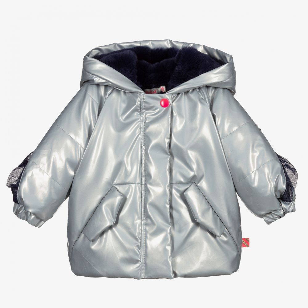 Billieblush - Silver Glitter Puffer Coat | Childrensalon