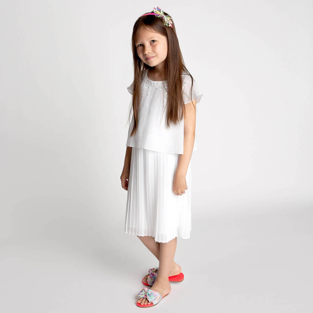 Billieblush-Серебристые шлепанцы с бантом с пайетками | Childrensalon Outlet