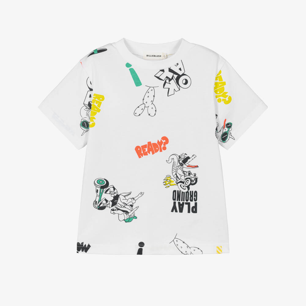 Billieblush-White Aop T-shirt | Childrensalon Outlet