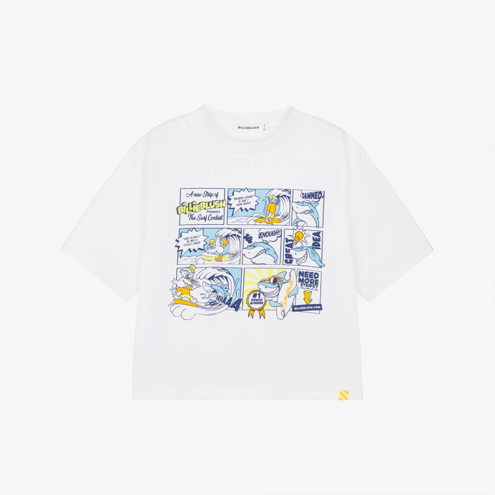 Billieblush-White Comic Print T-shirt | Childrensalon Outlet