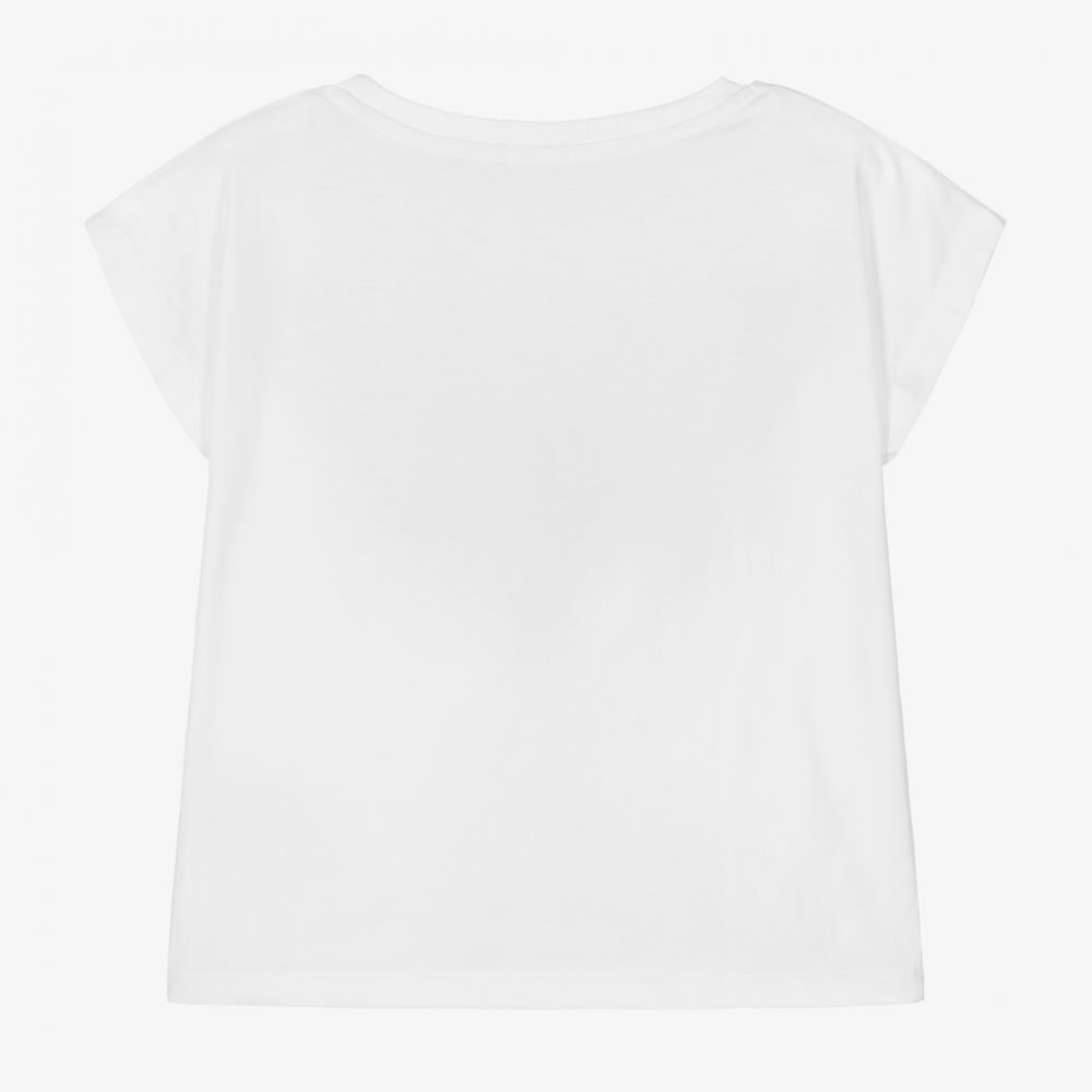 Billieblush-Белая хлопковая футболка с фламинго | Childrensalon Outlet