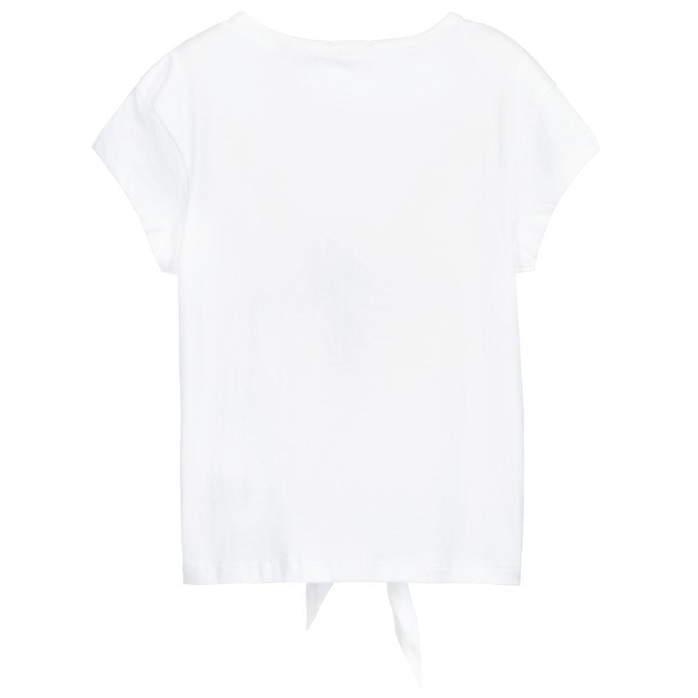 Billieblush-White Cotton Glasses T-Shirt | Childrensalon Outlet