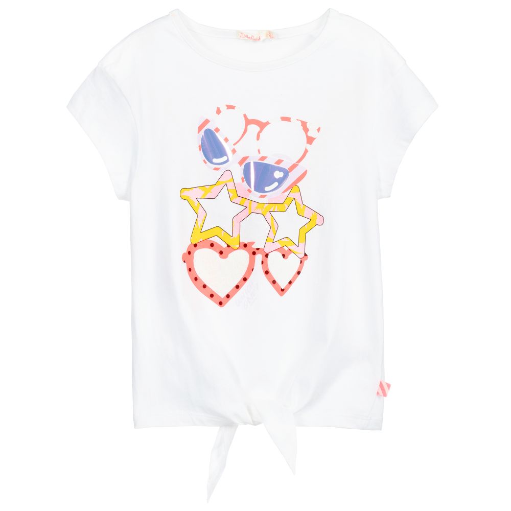 Billieblush - T-shirt blanc en coton Lunettes | Childrensalon