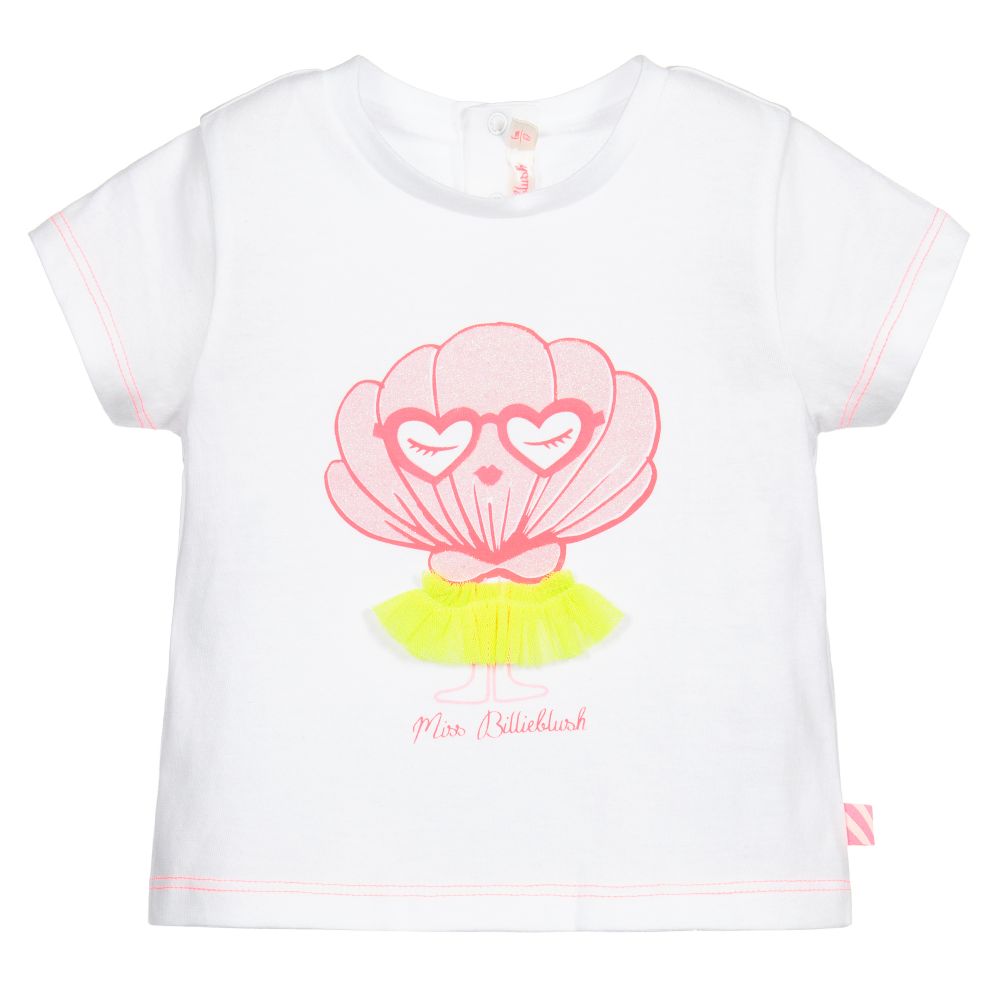 Billieblush - White Cotton Jersey T-Shirt | Childrensalon