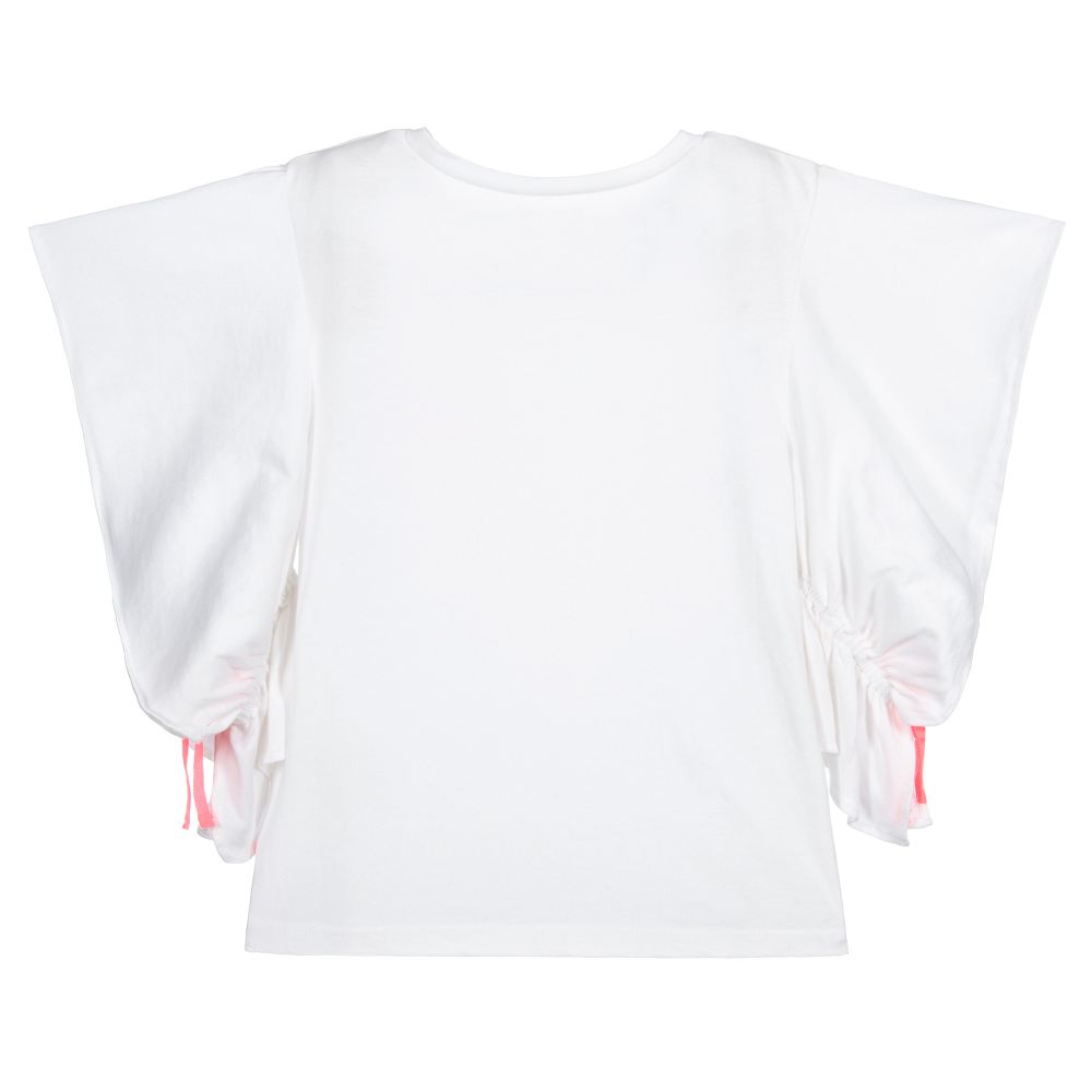 Billieblush-Белая хлопковая футболка с рюшами | Childrensalon Outlet