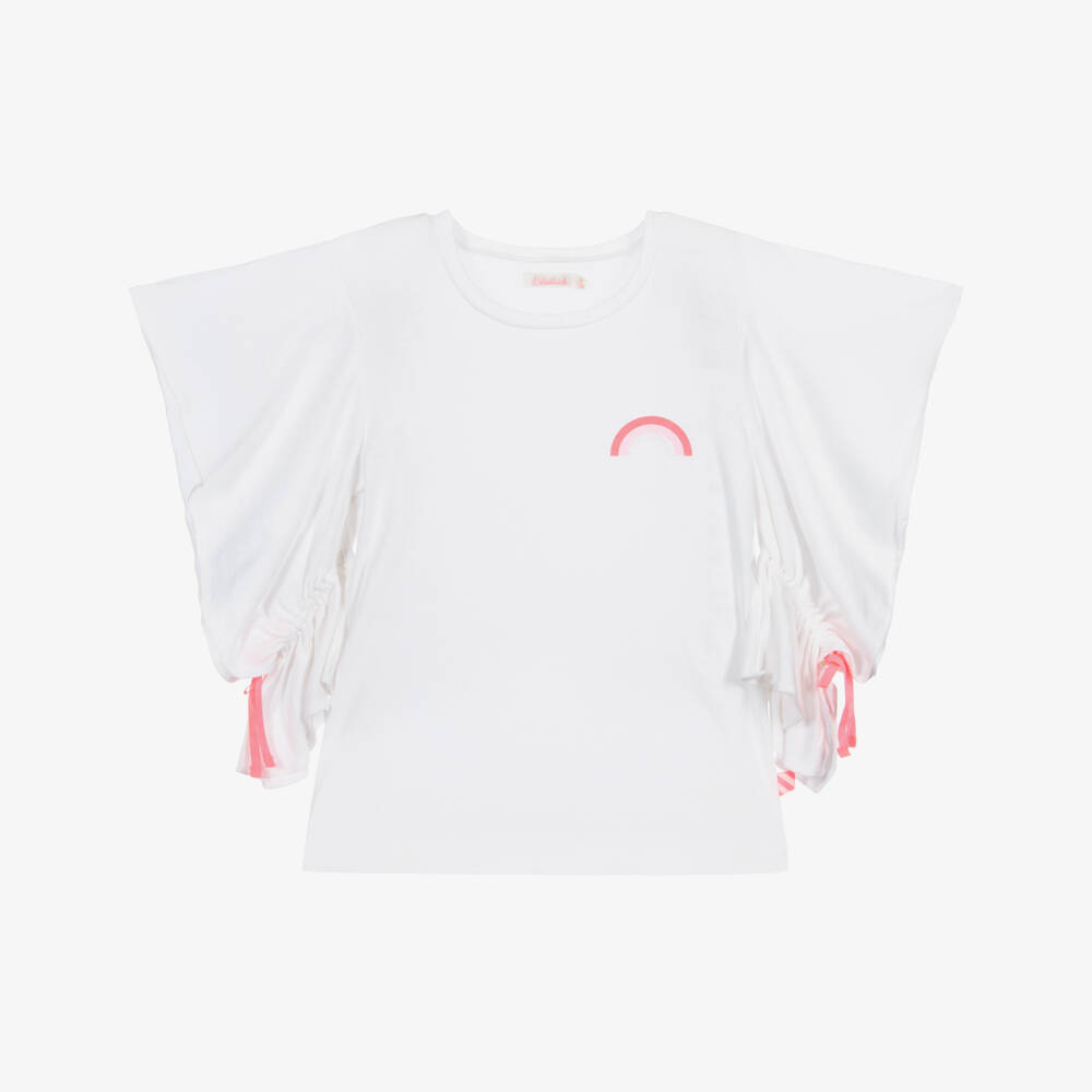 Billieblush-تيشيرت قطن مودال لون أبيض للبنات | Childrensalon Outlet