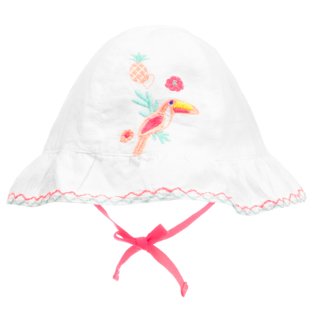 Billieblush - White Cotton Toucan Sun Hat | Childrensalon