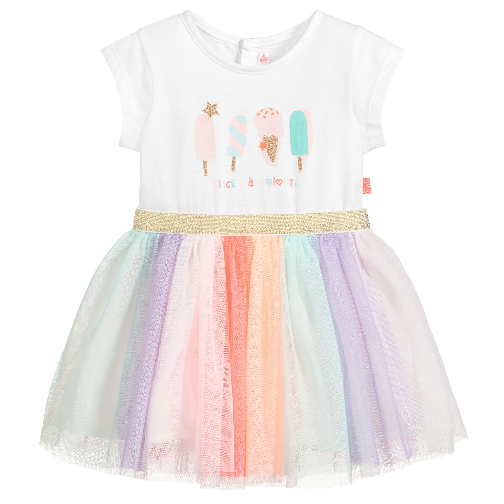 Billieblush - White Cotton & Tulle Dress | Childrensalon