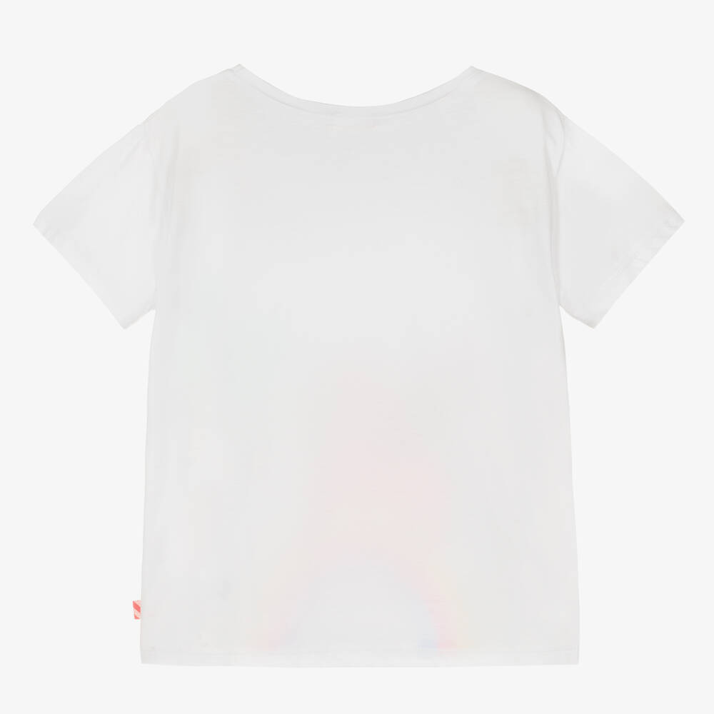 Billieblush-White Cotton Unicorn Logo T-Shirt | Childrensalon Outlet