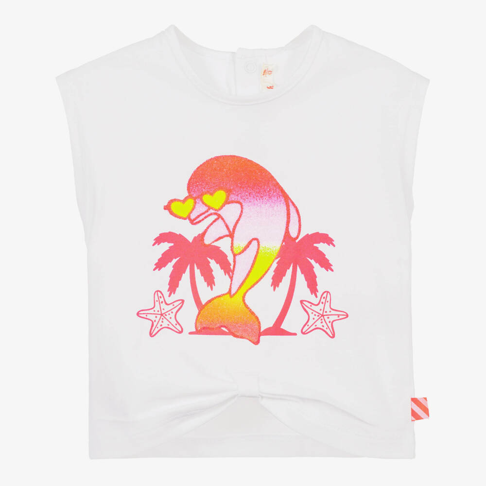Billieblush-White Dolphin T-Shirt | Childrensalon Outlet
