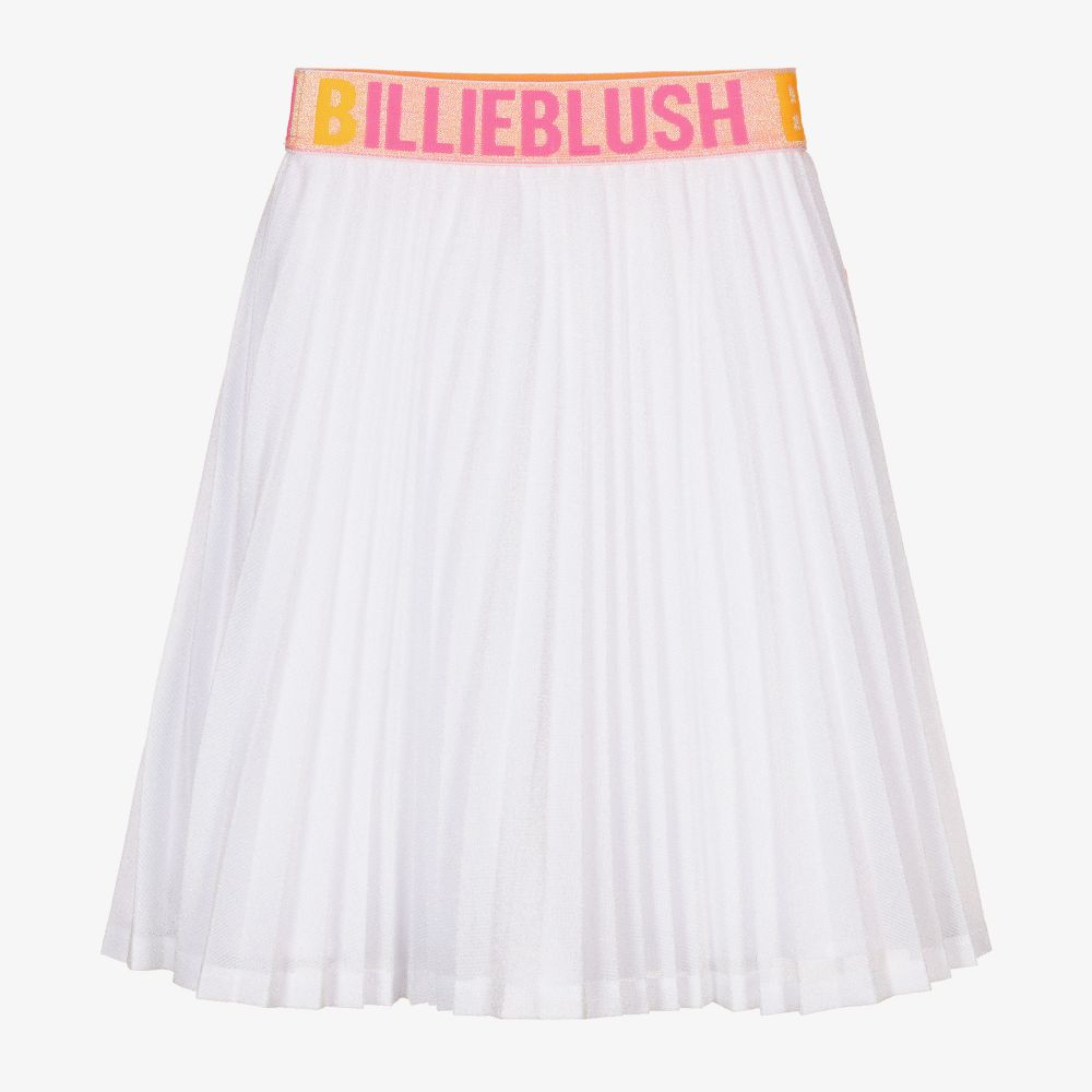 Billieblush - تنورة بكسرات لون أبيض غليتر | Childrensalon