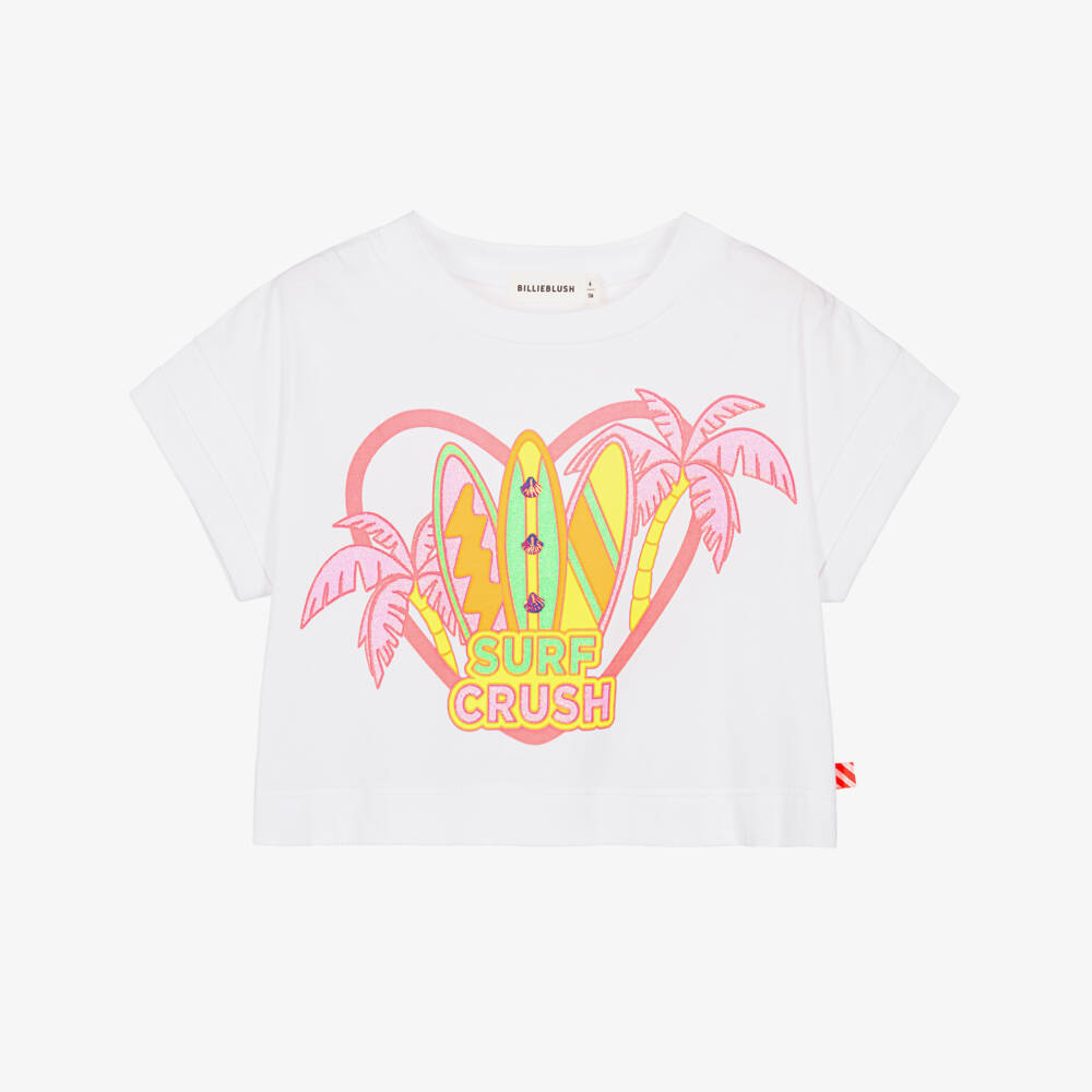 Billieblush-White Graphic Surf Ss Tee | Childrensalon Outlet