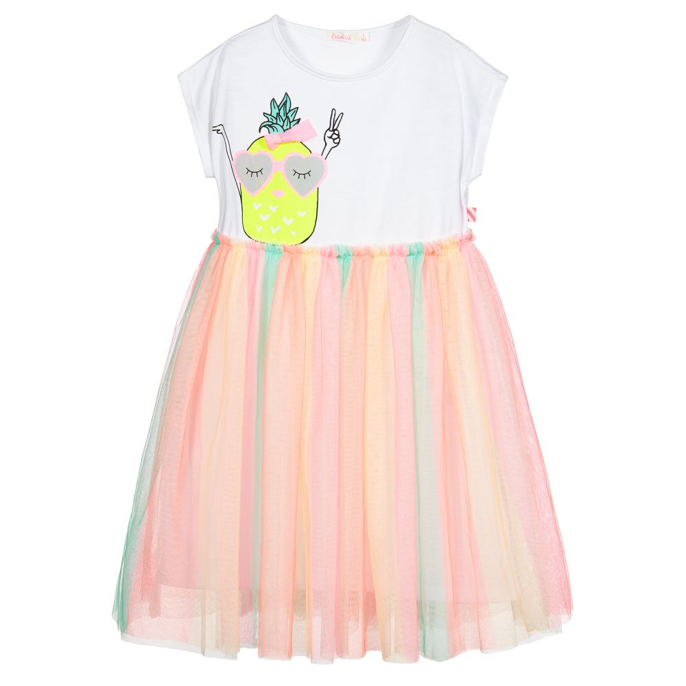 Billieblush - Weißes Jerseykleid mit Tüll | Childrensalon