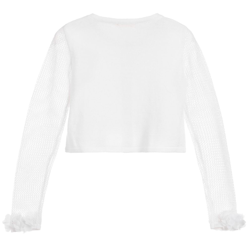 Billieblush-White Knitted Cotton Cardigan | Childrensalon Outlet