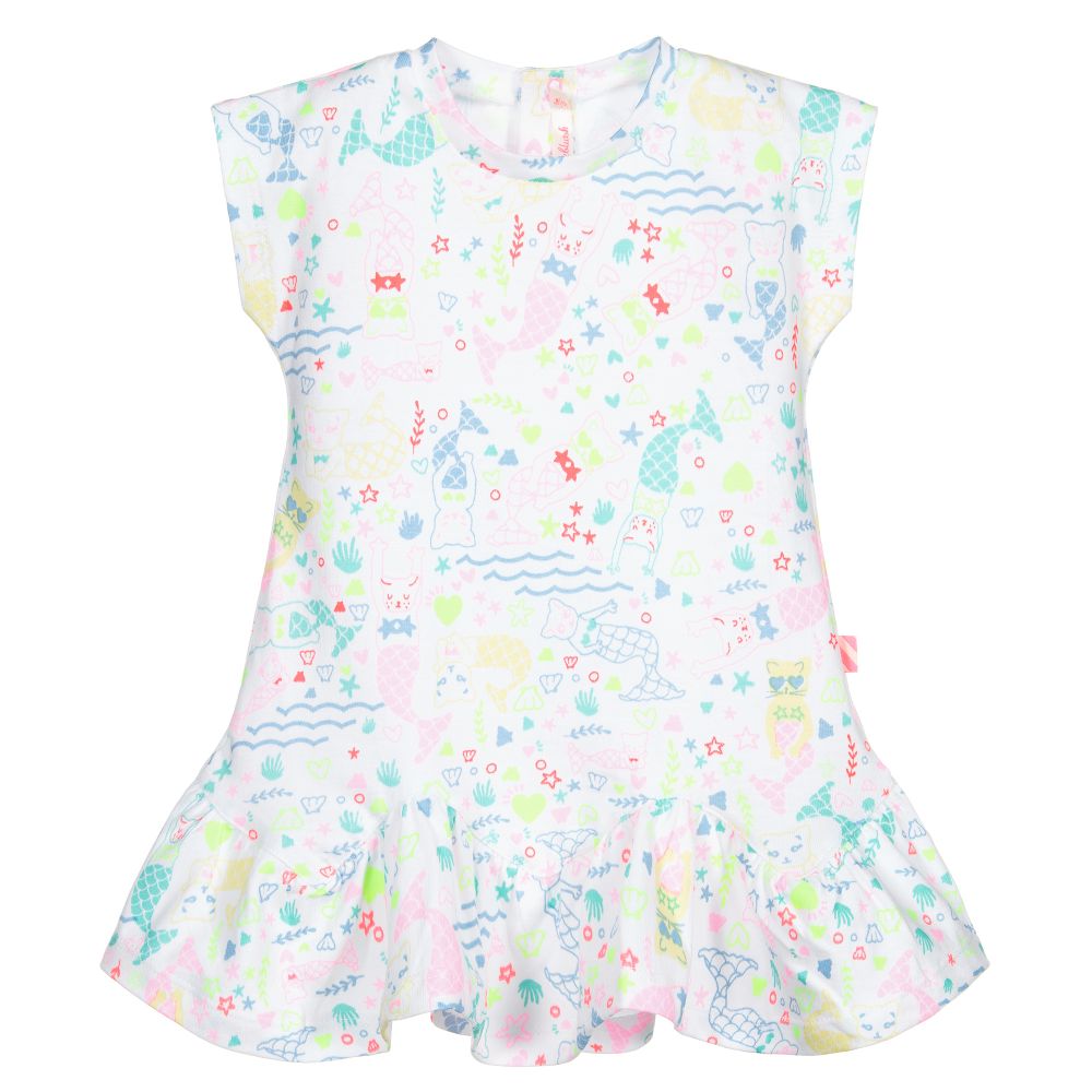 Billieblush-White Mermaid Print Dress | Childrensalon Outlet