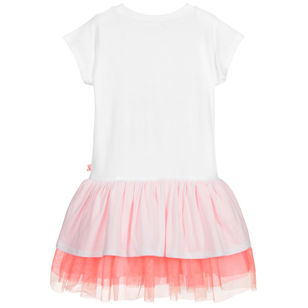 Billieblush-White & Neon Pink Jersey Dress | Childrensalon Outlet