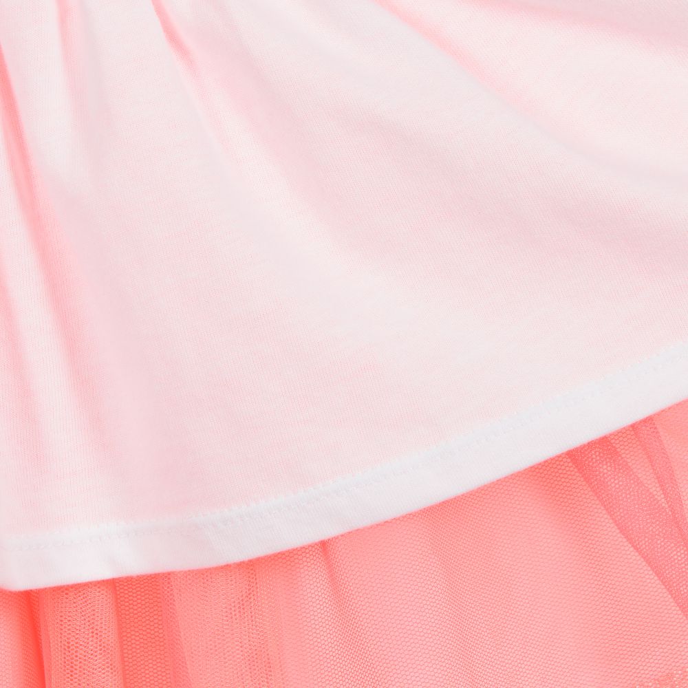 Billieblush-White & Neon Pink Jersey Dress | Childrensalon Outlet
