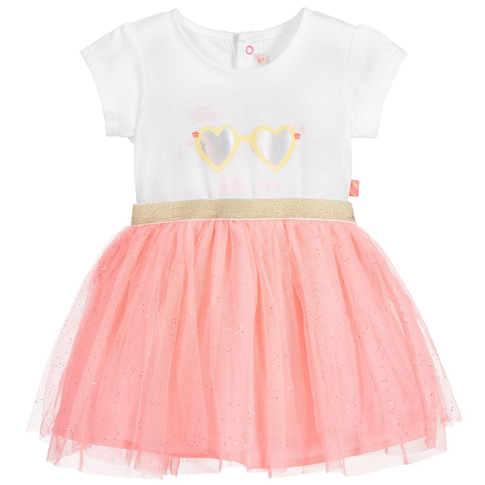 Billieblush - White & Pink Cotton Dress | Childrensalon