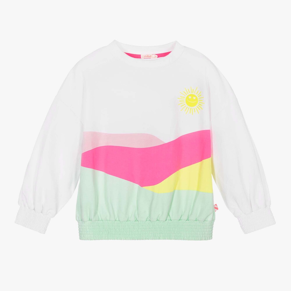 Billieblush - Sweatshirt mit Sonnen-Motiv in Weiß und Rosa | Childrensalon