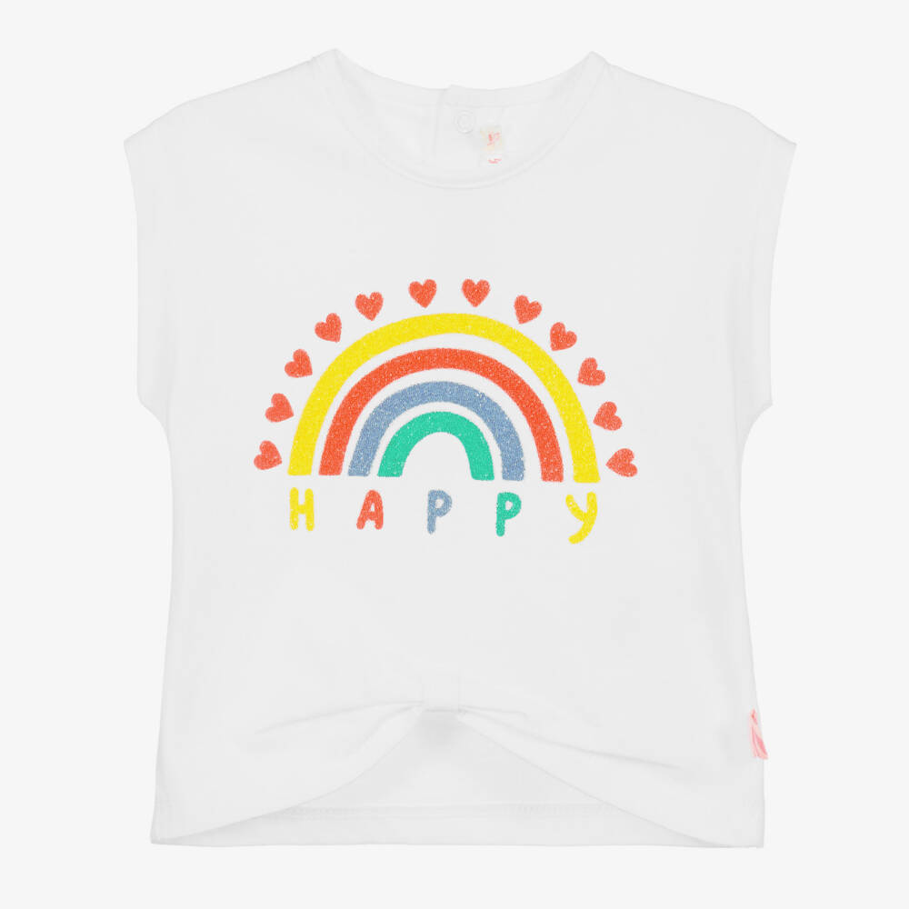 Billieblush-Белая футболка с радугой | Childrensalon Outlet